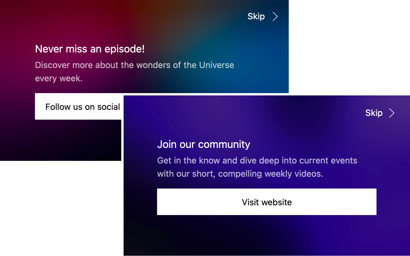 Skiv player call-to-action